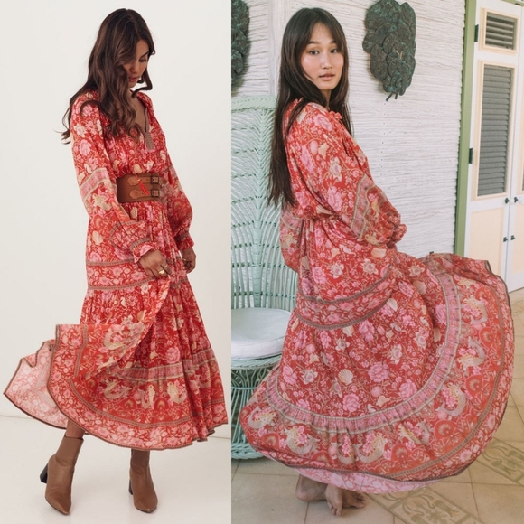 Spell Designs Exclusive Red Seashell Gown Maxi Dress M Free People Mermaid FP - Picture 6 of 16